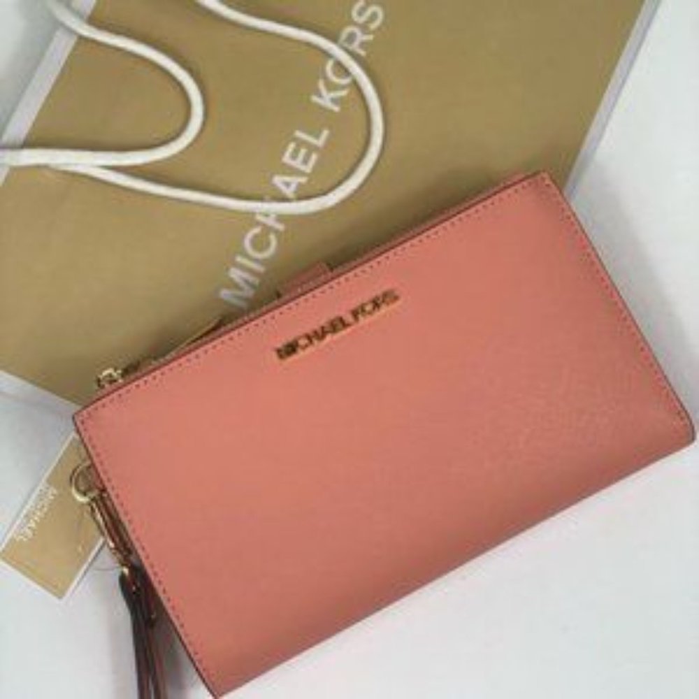 ❤️Michael Kors DoubleZip Wallet Wristlet Peach - Picture 6 of 7